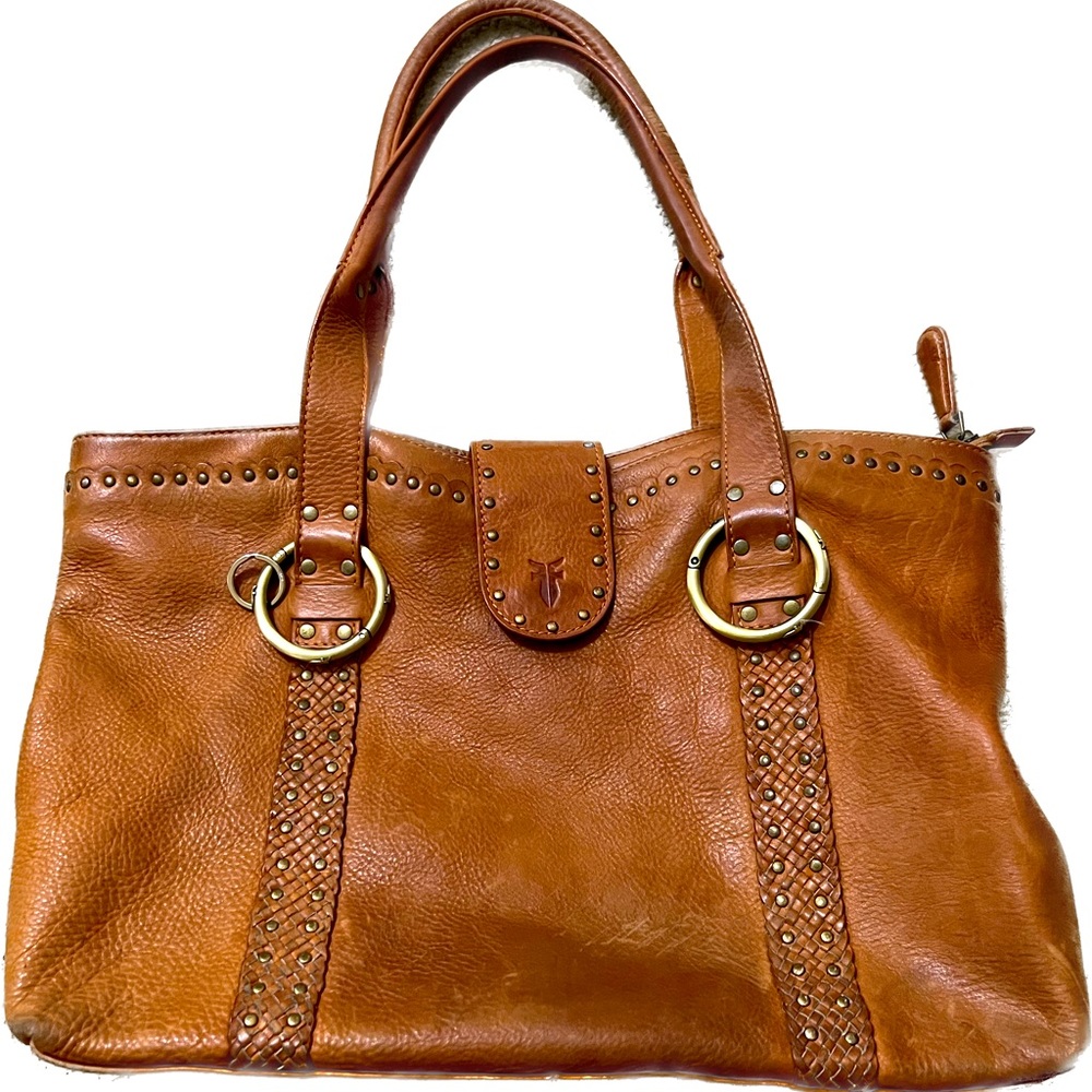 Frye brown leather rust / brown shoulder handbag women’s purse medium / large